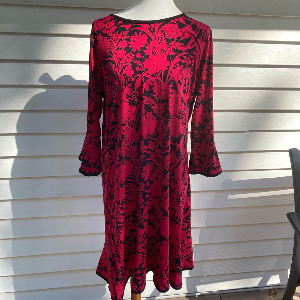 Michael Kors Red and Black Floral Dress